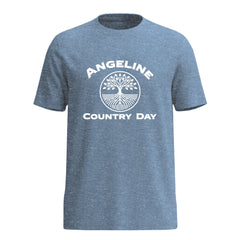 Angeline Country Day - Classic Logo Heathered Light Blue Short Sleeve Tee